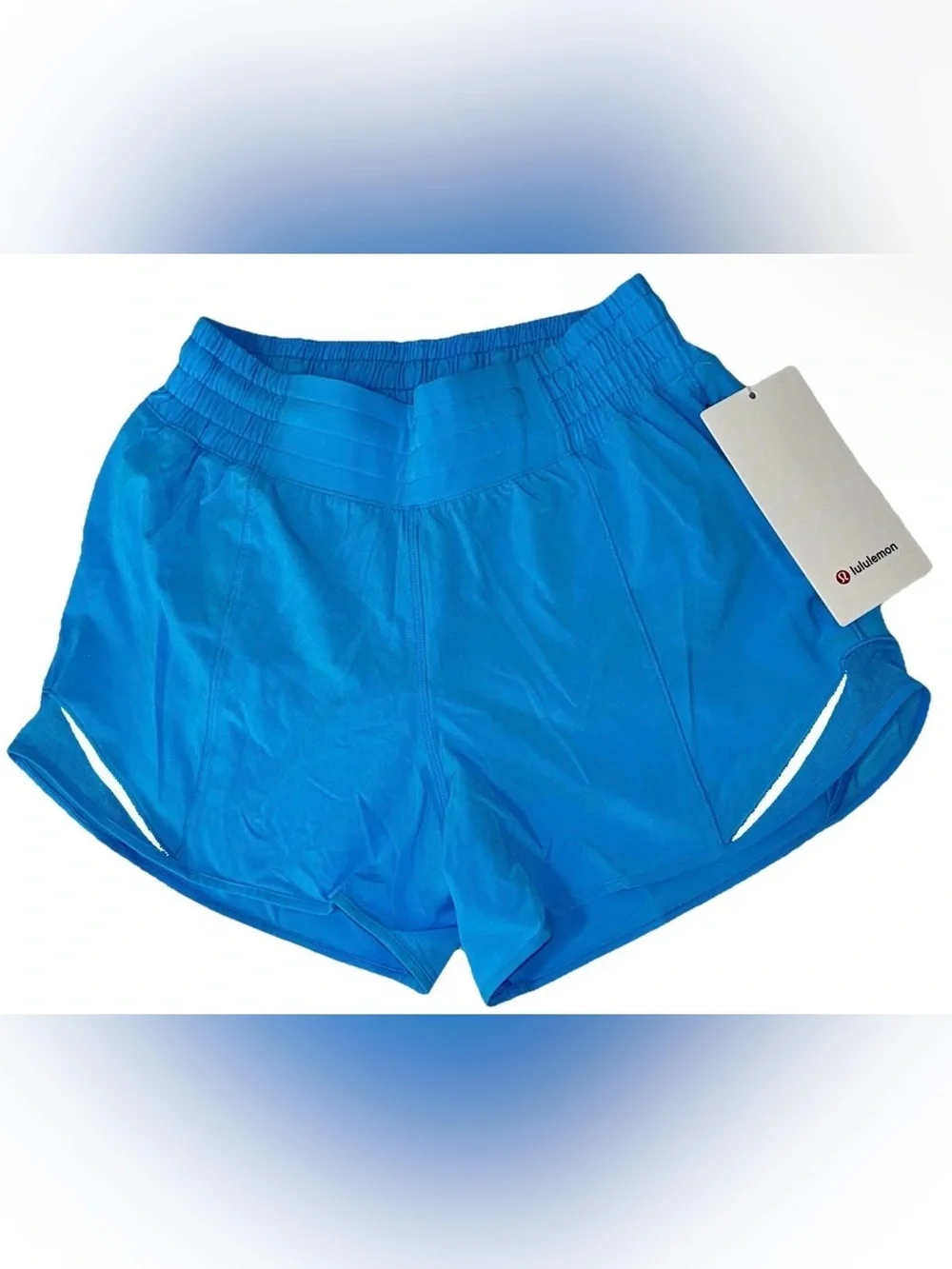 NWT LULULEMON SIZE 4 HOTTY HOT HIGH RISE 4” SHORT LINED AUTHENTIC KAYAK BLUE